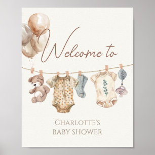 Soft Boho Neutral Baby Clothes Welcome Sign