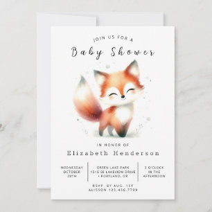Soft Boho Style Fox Baby Shower Invitation