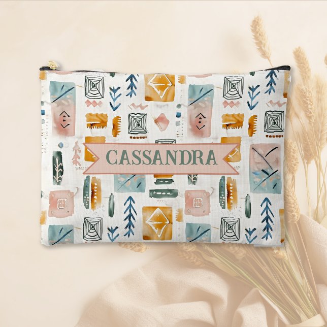 Soft Boho Webs and Arrows Pattern  Accessory Pouch (Creator Uploaded)