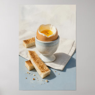 Soft Boiled Egg with Toast Soldiers – Minimalist B Poster
