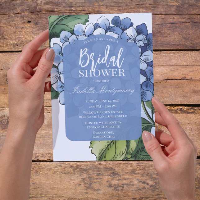 Soft Botanical Blue Hydrangea Bridal Shower Invitation (Soft Botanical Blue Hydrangea Bridal Shower Invitations)