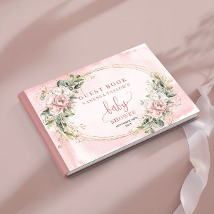 Soft Botanical Dusty Pink Guest Book