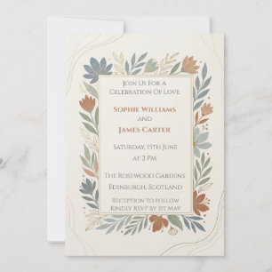 Soft Botanical Laurel Wedding Invitation