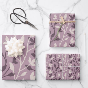 Soft Botanical Mauve Leaf Elegant Chic Wrapping Paper Sheet