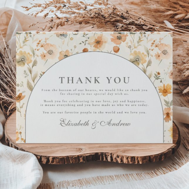 Soft Botanical Meadow Wedding Thank You Card (Creator Uploaded)