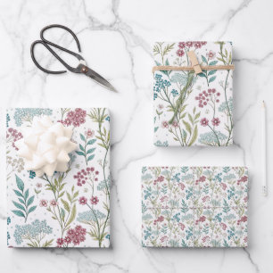 Soft Botanical Wildflower Meadow Wrapping Paper
