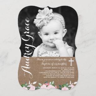 Soft Botanicals Baptism Invitation