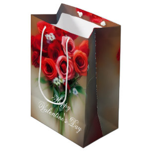 Soft bouquet of roses valentine medium gift bag