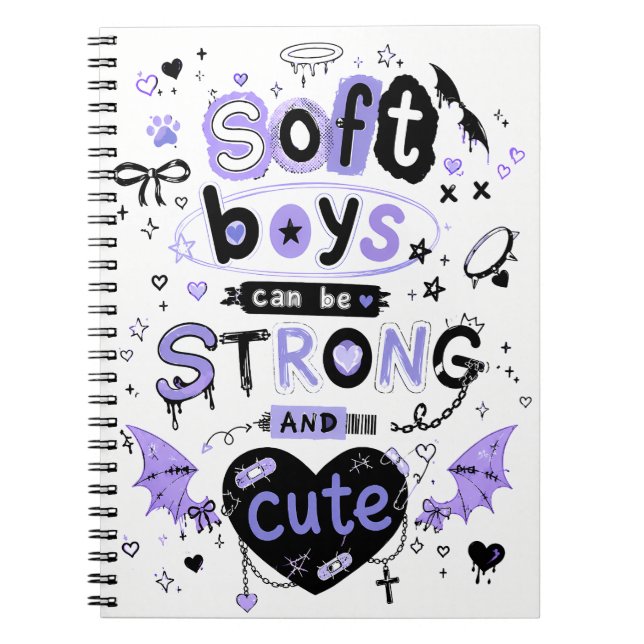 Soft Boys Can Be Strong And Cute Lavender Pastel  Notebook (Front)