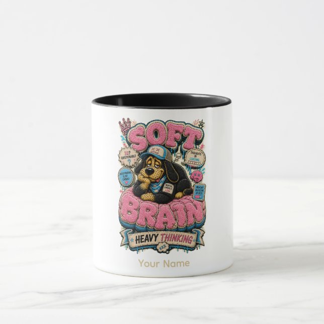 Soft Brain Heavy Thinking Personalised Funny Mug (Center)