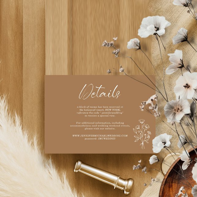 Soft Brown Bouquet Boho Botanicals Details Enclosure Card (Creator Uploaded)