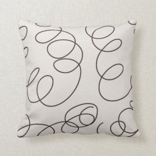 soft brown decorative doodle swirls cushion