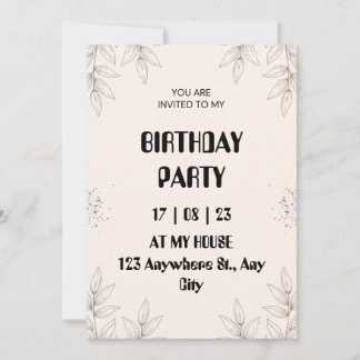 Soft Brown Leaf Birthday Invitation