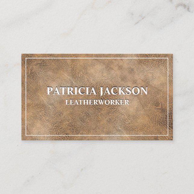 Soft Brown Leather Texture Background Business Card (Front)