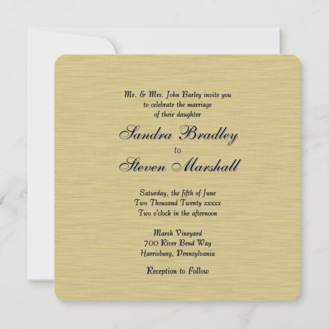 Soft Brushed Gold Invitation (Front)