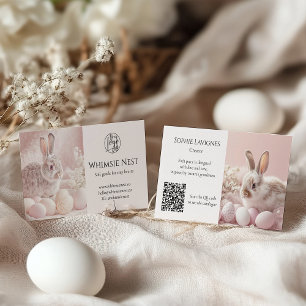 Soft Bunny Easter Kids Boutique 2 Photo Qr logo Business Card