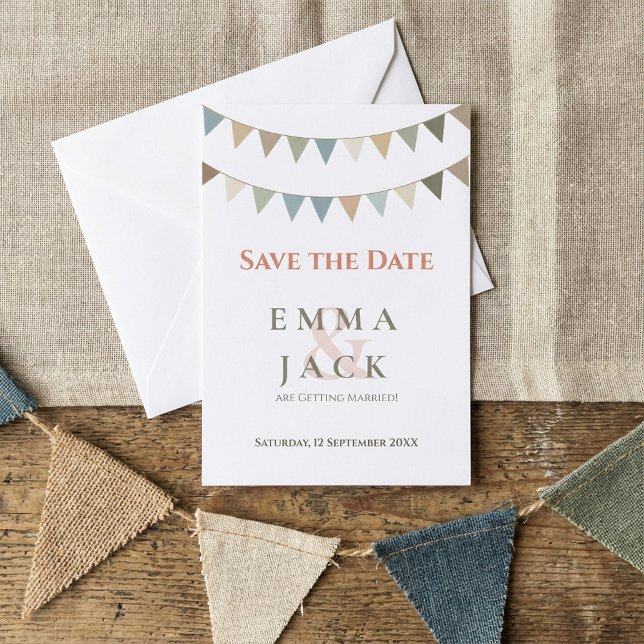 Soft bunting wedding save the date (Soft bunting wedding save the date.)