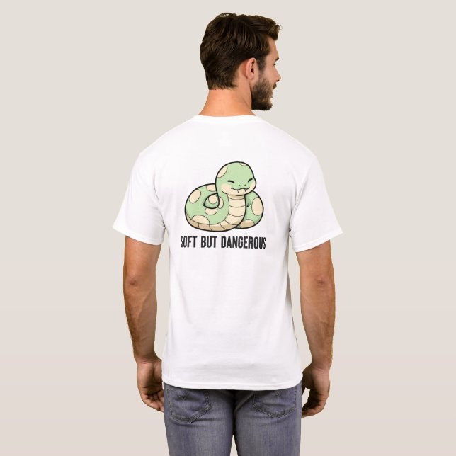 Soft But Dangerous | Kawaii Chubby Snake T-Shirt (Back Full)