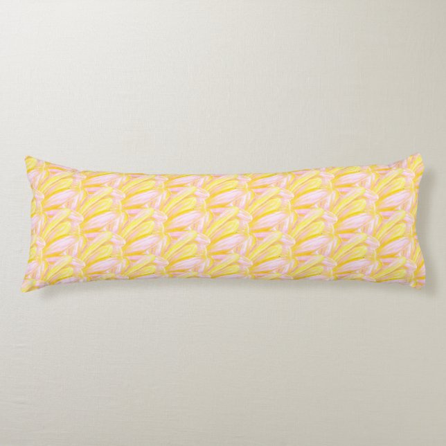 Soft Butter Yellow Flower Petal Pattern  Body Cushion (Front)