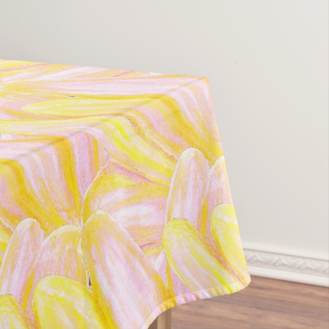Soft Butter Yellow Flower Petal Pattern  Tablecloth (In Situ)