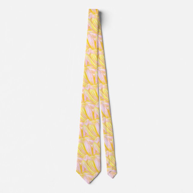 Soft Butter Yellow Flower Petal Pattern  Tie (Front)