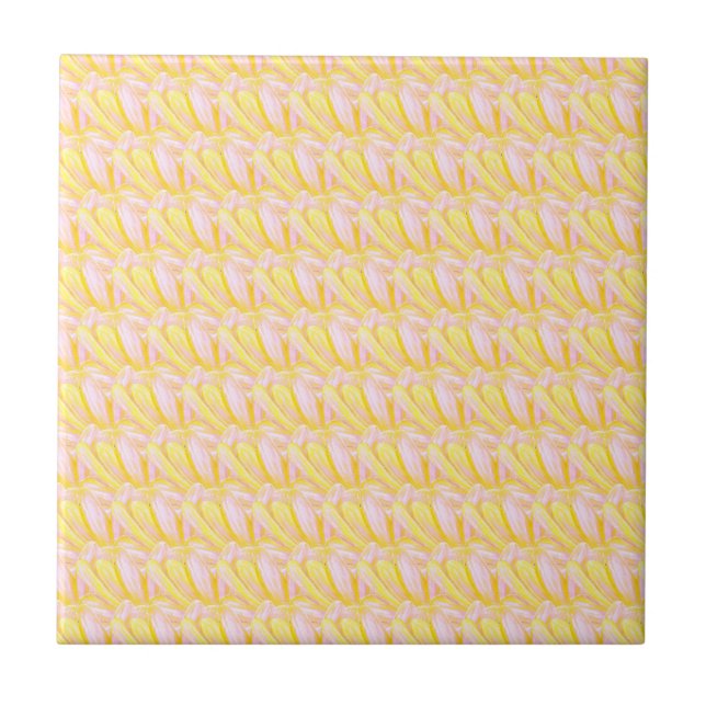 Soft Butter Yellow Flower Petal Pattern  Tile (Front)