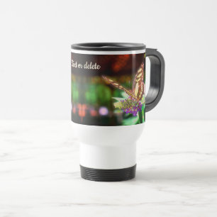 Soft Butterfly On Flower Personalised Travel Mug