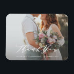 Soft Calligraphy Wedding Thank You Photo Magnet<br><div class="desc">This design features a beautiful romantic script font overlay to showcase your wedding photo!</div>