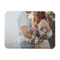 Soft Calligraphy Wedding Thank You Photo Magnet