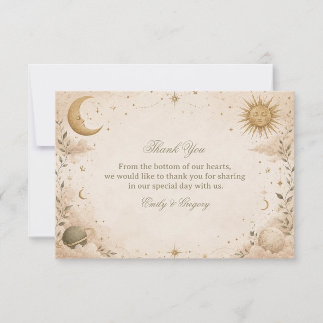 Soft Celestial Cosmic Thank You Card (Front)