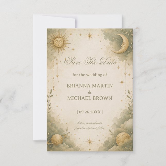 Soft Celestial Romantic Cosmic Save The Date (Front)