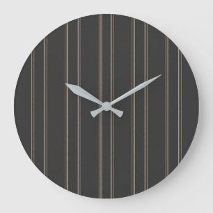 Soft Charcoal Deep Warm Grey Pinstripe Pattern Large Clock