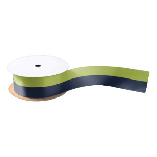 Soft Chartreuse & Dark Blue Satin Ribbon