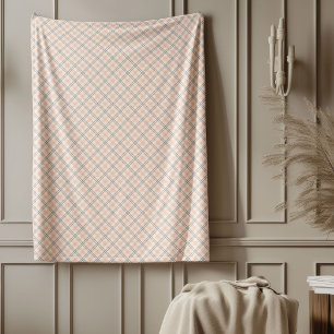 Soft Checkered Blanket in Coral and Grey Tones