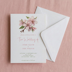 Soft cherry blossom header wedding invitation