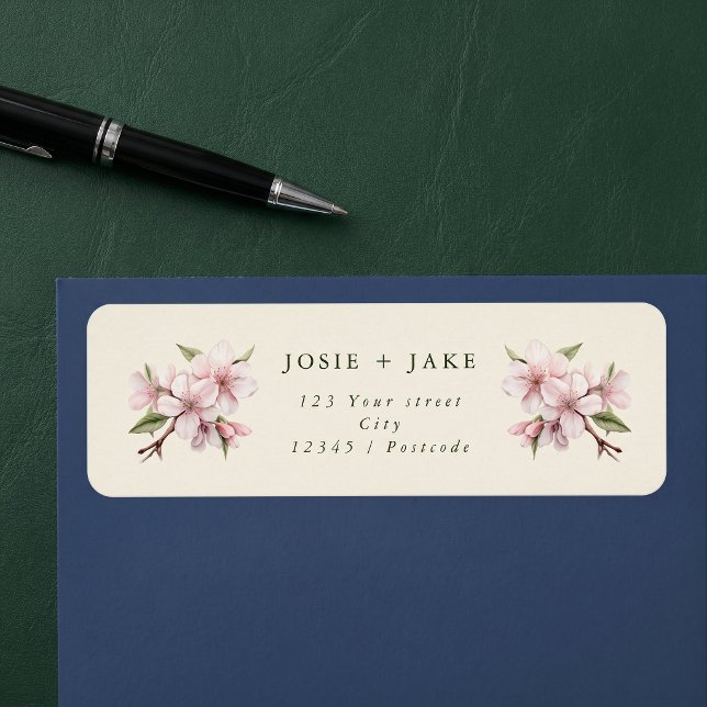 Soft cherry blossom pink flower address (Soft cherry blossom pink flower address label)
