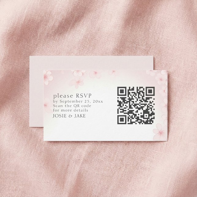 Soft Cherry Blossom RSVP QR Code Enclosure Card (Soft Cherry Blossom RSVP QR Code Enclosure Card.)