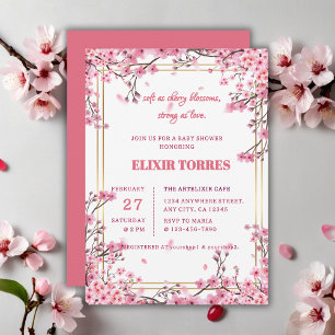 Soft Cherry Blossom Sakura Baby Shower Invitation