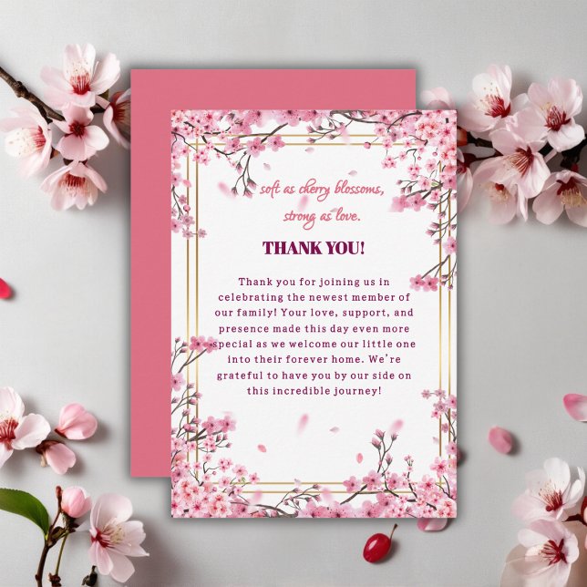 Soft Cherry Blossom Sakura Baby Shower Thank You Card (Creator Uploaded)