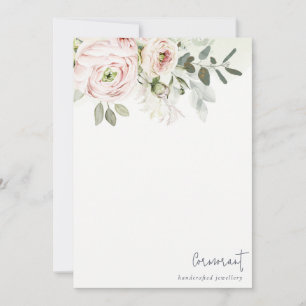 Soft Chic Blush Pink Peony Leafy Botanical Floral Card