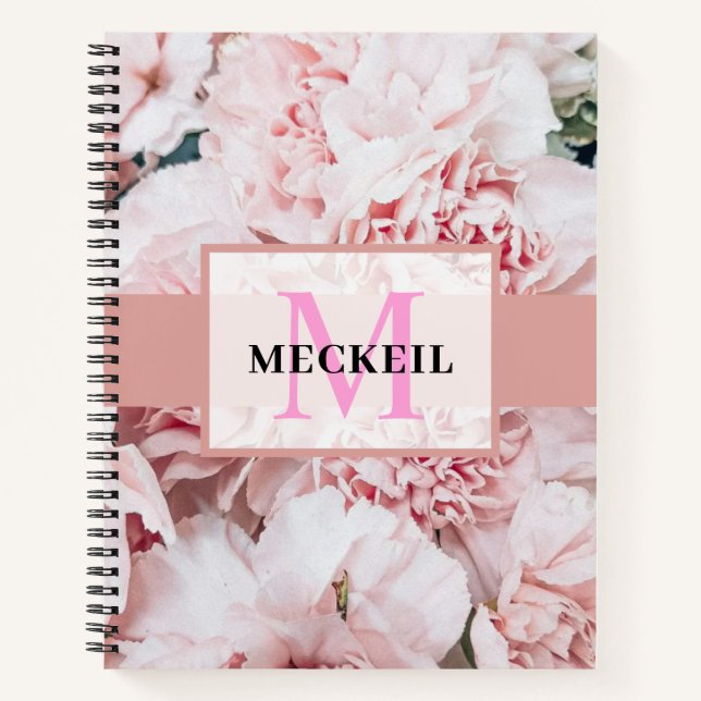Soft Chic Blush Pink Peony Leafy Botanical Floral  Notebook (Front)