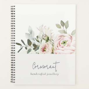 Soft Chic Blush Pink Peony Leafy Botanical Floral Planner
