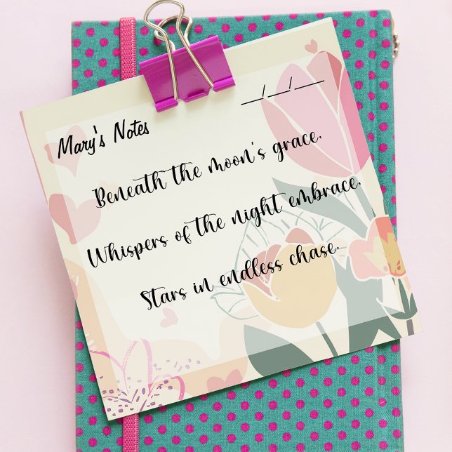 Soft Chic Floral, Pink, Green, and Yellow 3" x 3" Post-it Notes (Creator Uploaded)