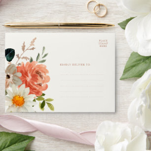 Soft Chic Floral Watercolor Wedding Invitation Envelope