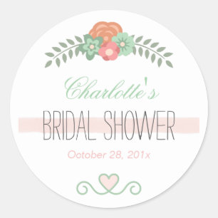 Soft Chic Rose Pink Floral Decor Bridal Shower Classic Round Sticker