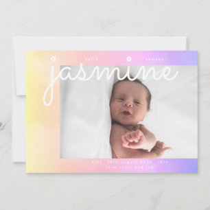 Soft Clouds   Gradient Ombre   Modern Photo Baby Announcement