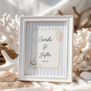 Soft Coastal Bridal Shower Cards & Gifts Poster