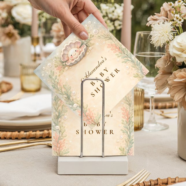 Soft Coastal Pearl Storybook Baby Shower Napkin (Creator Uploaded)