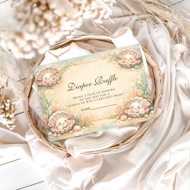 Soft Coastal Pearl Storybook Diapper Raffle Enclosure Card (Creator Uploaded)