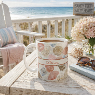 Soft Coastal Seashell Beach Pattern Coffee Mug